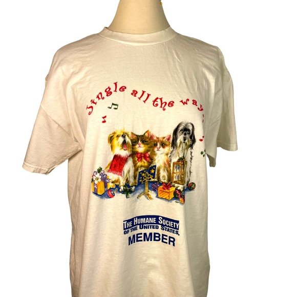 M & O Knits woman's t-shirt Christmas Humane Society size L Graphic print - Picture 4 of 8
